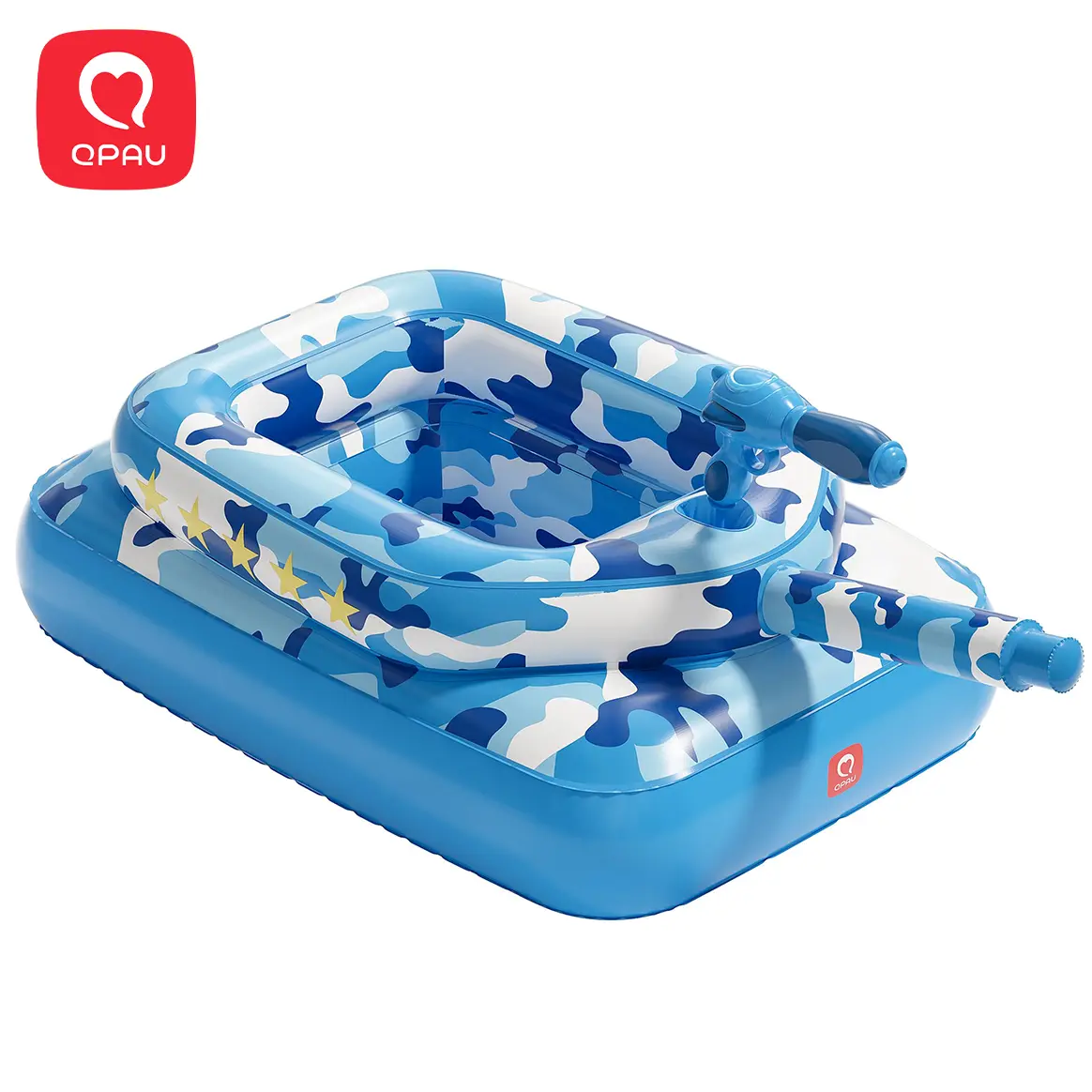 QPAU Kids 3-9 Years Old Tank Pool Float with Water Cannon, 0.35mm Extra Thick Inflatable Pool Toys for Boys Girls Ages 3-6, Heavy Duty Pool Floats with Cushioned Seat for Summer Water Battle, Blue/ Pink summerwins