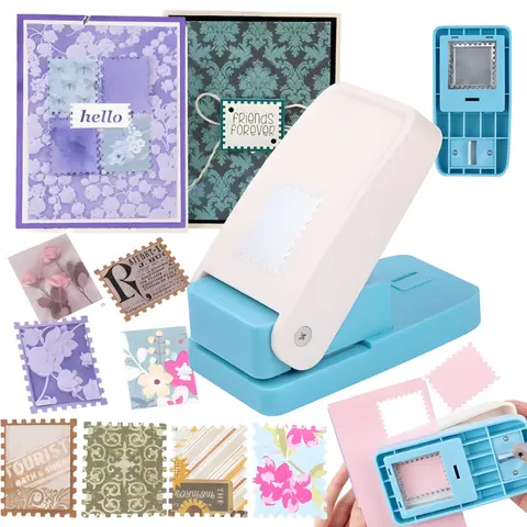 Postage Stamp Punch for Paper Crafts – Turn Any Paper Into Perfect Postage Stamp Designs Instantly, Manual Lever Floral Stamp Puncher & Craft Paper Trimmer for Scrapbooking, Junk Journals, Card Making, Photo Albums, DIY Crafts, Creative DIY Gift