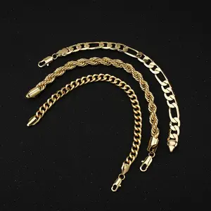 TANTIUE Cuban Link and Rope Chain Bracelet Men 14K Gold Plated 8.2Inch Figaro Miami Style 8mm Thick Stainless Steel Hip Hop Street Jewelry Layered Statement Stack