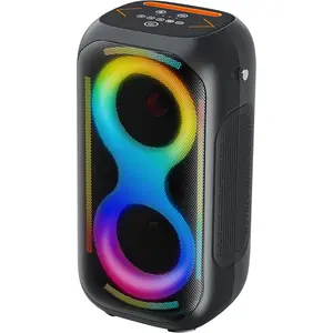 IQ Sound IQ-1955BT 2 x 5" Fusion Glow Portable Bluetooth Speaker with LED Light Show FM USB AUX Mic Rechargeable Battery True Wireless Stereo Audio Device