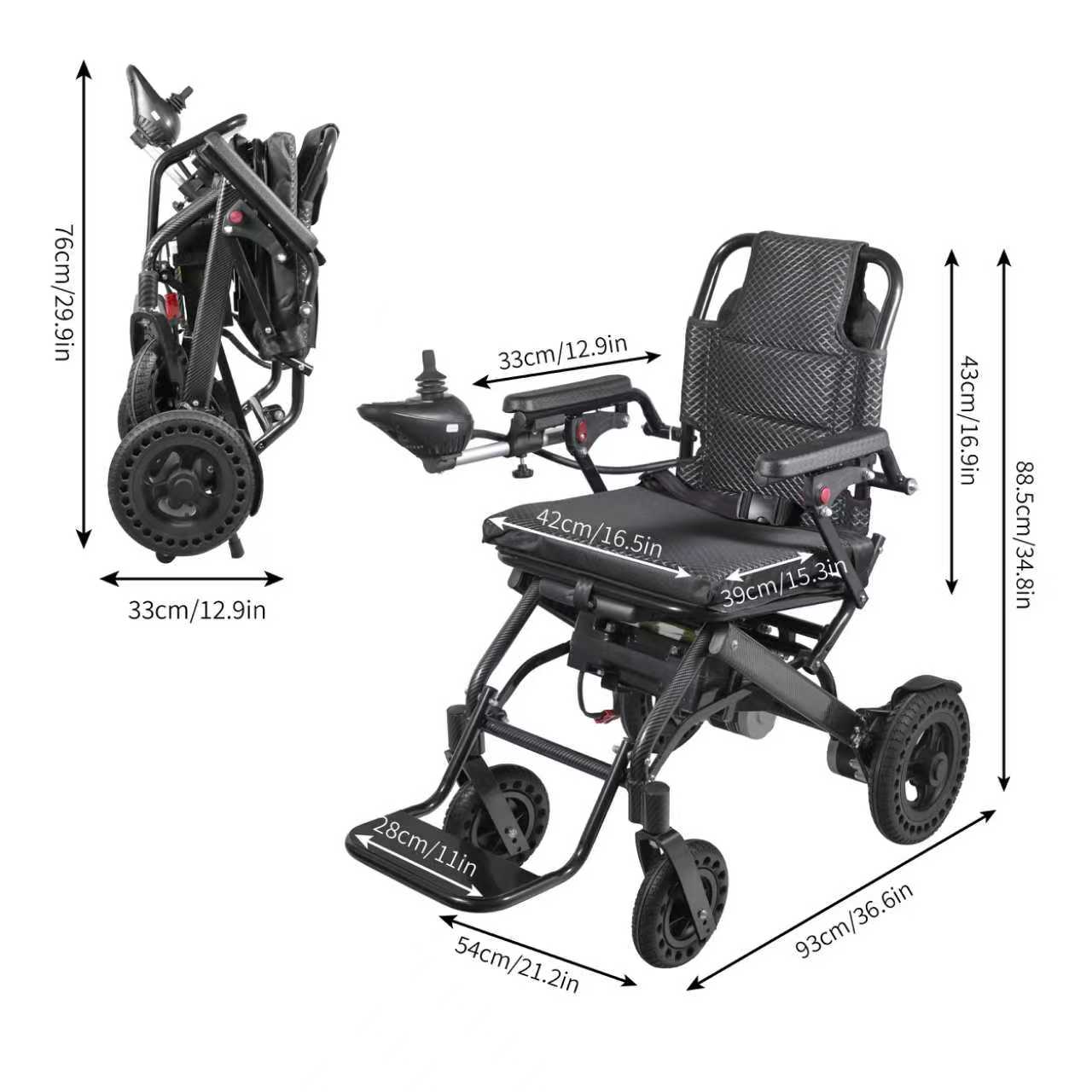 Zigtik EW7 Electric Wheelchair Adults Lightweight Folding -13 Miles Range Motorized Power Chair Indoor Outdoor