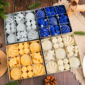 New 35pcs Christmas Ball Gift Box Set DIY Flocked Irregular Balls Christmas Tree Hanging Balls Ornaments Christmas Velvet Balls Decorations Gift Box