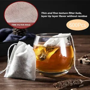 600Pcs Unbleached & Disposable Tea Filter Bags with Drawstring - Non-Woven Fabric Tea Sachets for Loose Leaf/Herbal Tea,Herbal Teas,for Home,Restaurants,Parties,(Cost-Effective) - Tea Pods