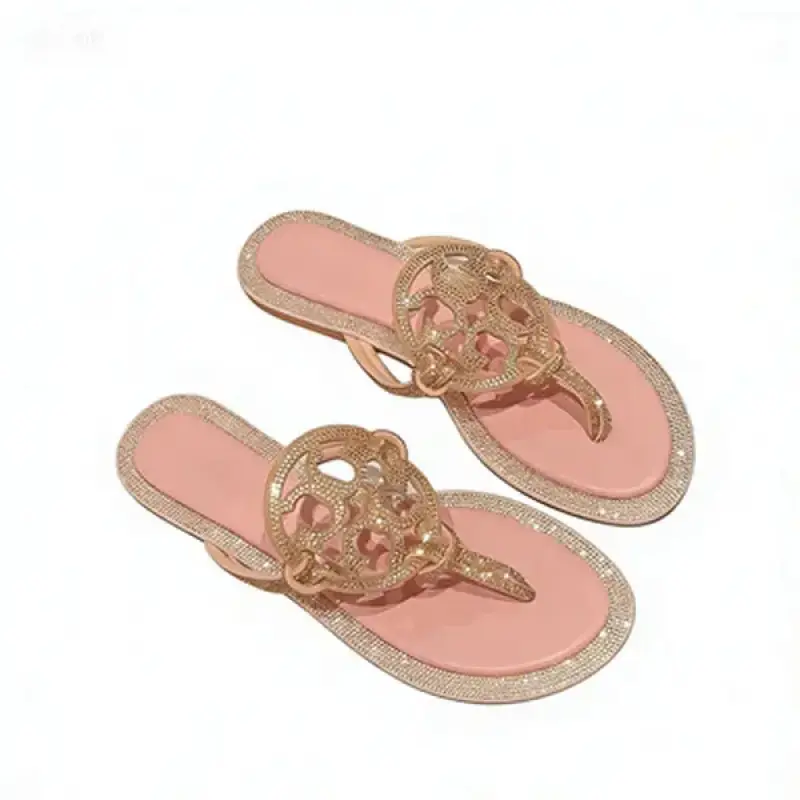 2026 Summer New Arrivals Women's Diamond Flipflops - Fashionable, Casual, Comfortable Flat Sports Sandals - Solid Color, Lightweight, Breathable - For Home & Outdoor Daily Use, Flipflop