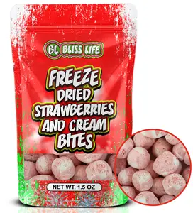 Bliss Life Strawberries & Cream Bites | Light & Crunchy Candy | Sweet Strawberry & Cream Flavor | 1.5 oz