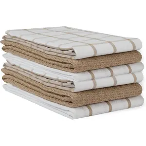 LANE LINEN Kitchen Towels Set - Pack of 6 Cotton Dish Towels for Drying Dishes, 18”x 28”, Kitchen Hand Towels, Tea Towels, Premium Dish Towels for Kitchen, Quick Drying Kitchen Towel Set - Beige