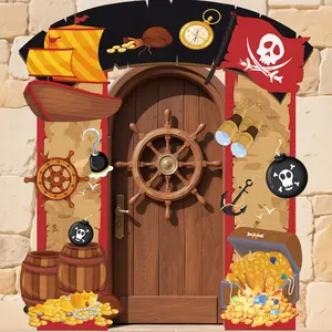 Pirate Birthday Party Entrance Arch Nautical Sailing Adventure Backdrop for Boys & Girls Halloween Reusable Door Curtain Ideal for Multiple Occasions