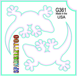 212 MAIN G361-2 Ruby Red Glitter Tattoo Stencil, Gecko Shape, 2-Ply Paper, 1.5x2.3x2.3 in, FDA & Children-Safe, Glitter Finish, Pack of 100 (for Men's Costume & Special Occasion Accessories)