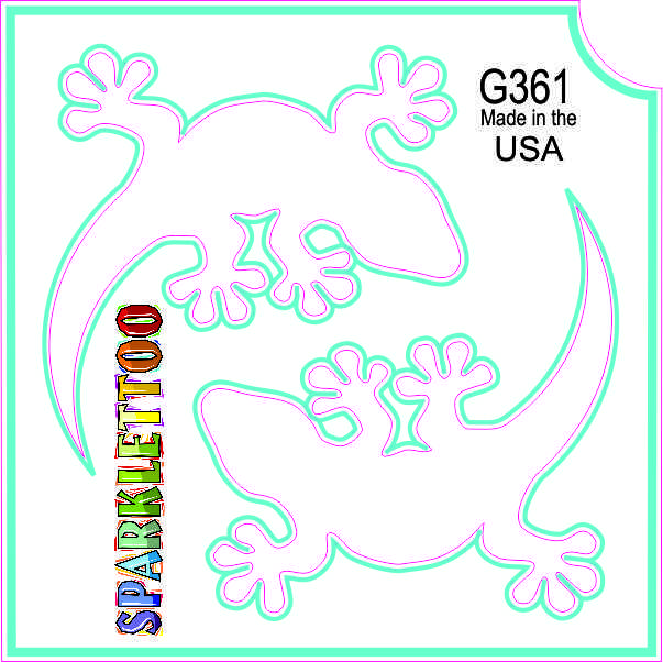 212 MAIN G361-2 Ruby Red Glitter Tattoo Stencil, Gecko Shape, 2-Ply Paper, 1.5x2.3x2.3 in, FDA & Children-Safe, Glitter Finish, Pack of 100 (for Men's Costume & Special Occasion Accessories)