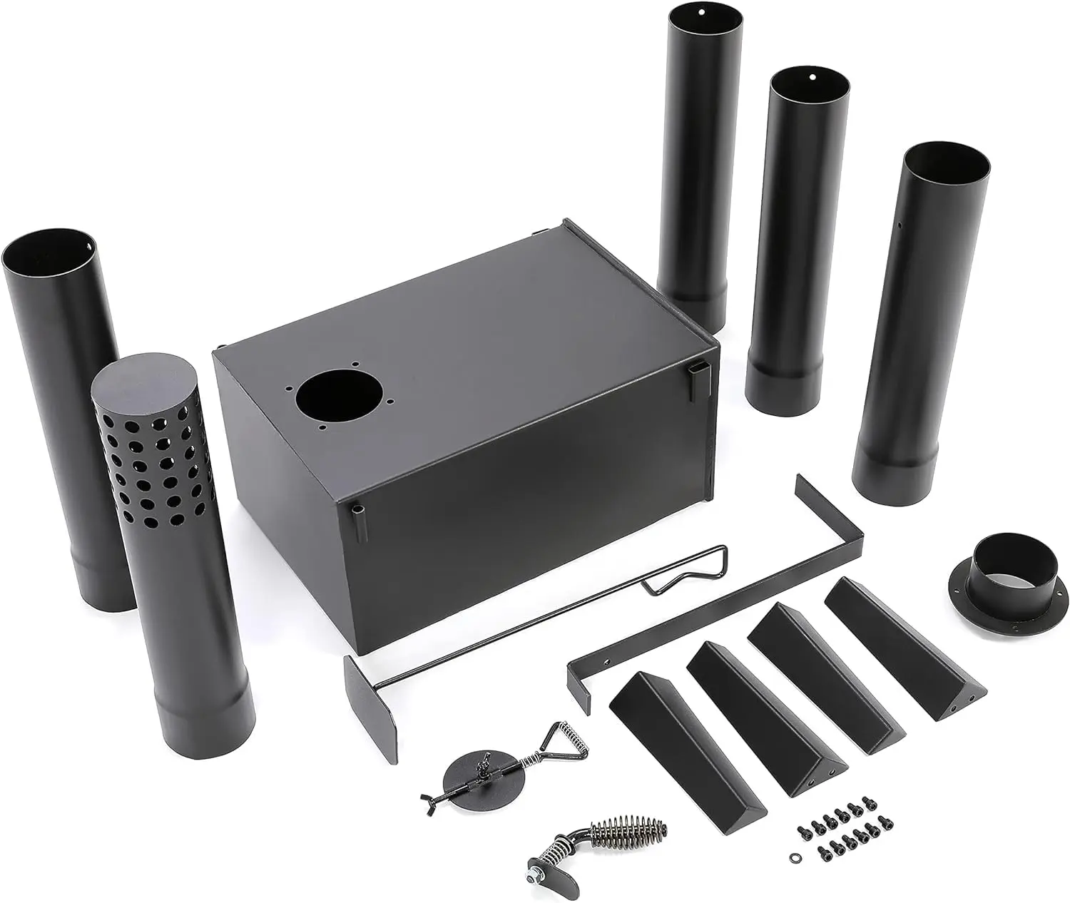 HECASA Self-Assemble Compact Functional Outdoor Camping Wood Burning Stove, Portable Cook or Heat Heater with Chimney Pipe, Large Firebox Black Pipe Tent Stove, NN2092-TK, Cooking, Diy Assembly, Hiking, Portable Kitchen, Wood Burner, Cooking/Heating