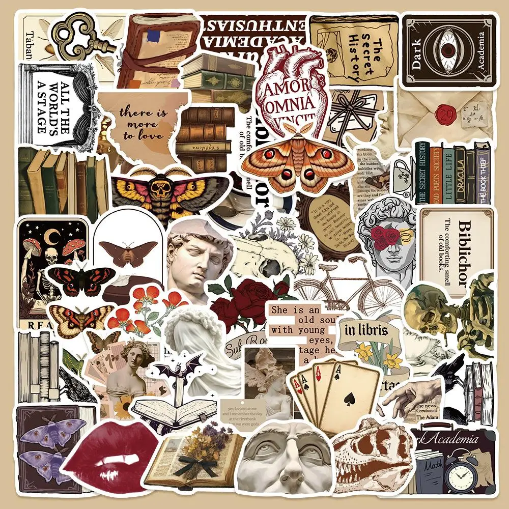 Vintage Medieval Series Sticker, 50pcs/set Waterproof Self Adhesive Decor Paper, Decorative Sticker for Gift Greeting Card Water Bottle Laptop Phone