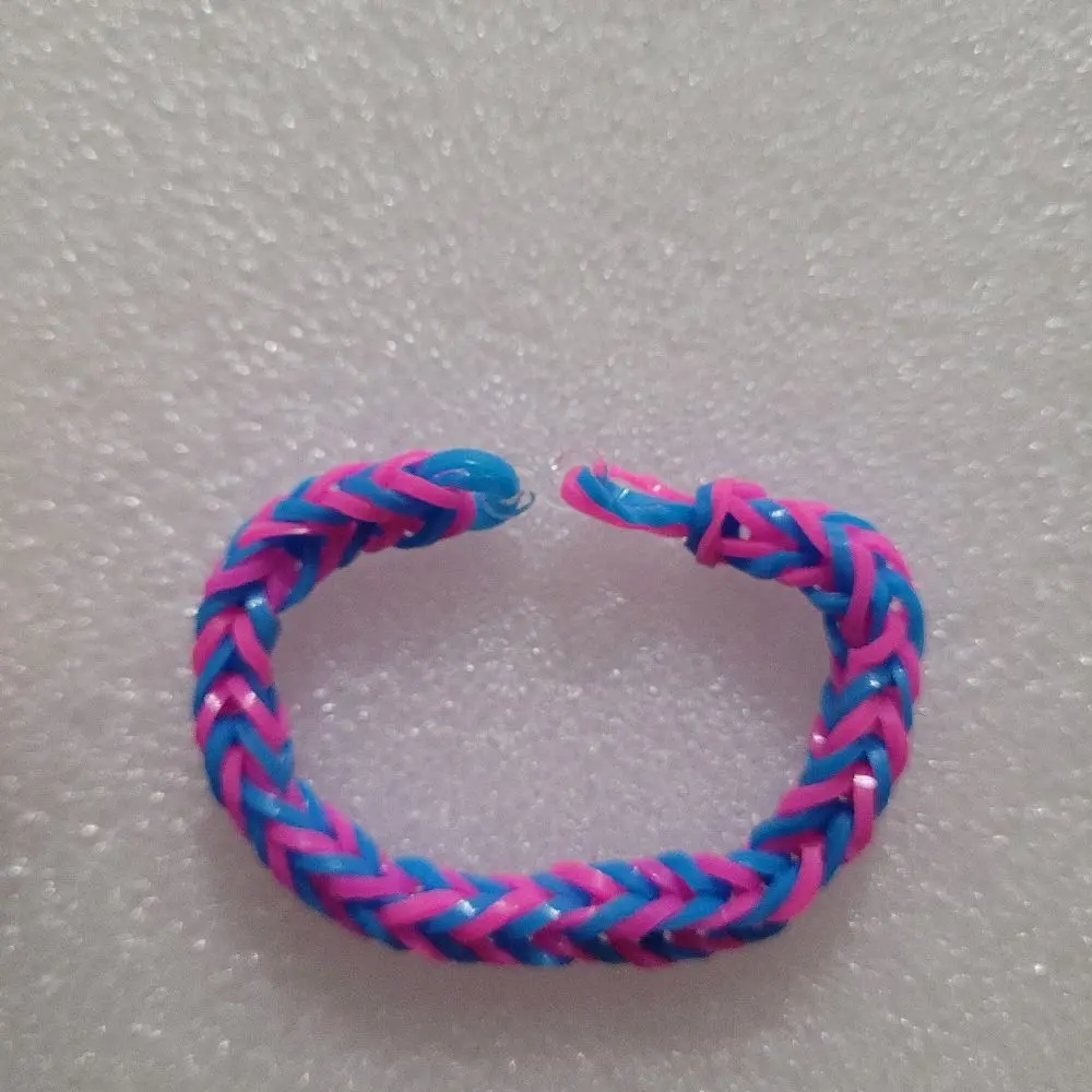 Cotton Candy Colored Rubber Band Bracelet - Pink and Blue Braided Design Accessory