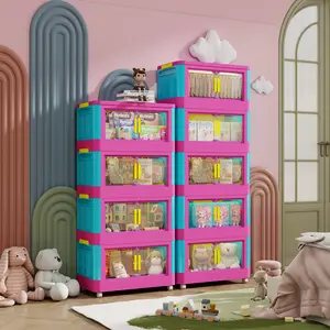 Dopamine pink plastic multi-layer storage cabinet—large-capacity drawer unit suitable for bedrooms, living rooms, bathrooms, and kitchens; waterproof, thickened, durable design; stylish organizer for living room clutter, bedroom clothes, socks, and more;