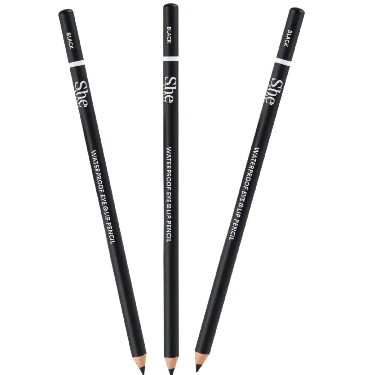 Makeup S.he Wooden Waterproof Eye & Lip Pencil With Sharpener (3pcs)