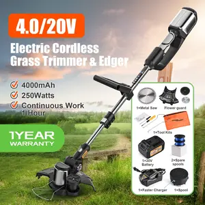 20V Cordless Lawn Mower - 250W/4000mAh, 1 hour run time, with metal guard and two batteries
