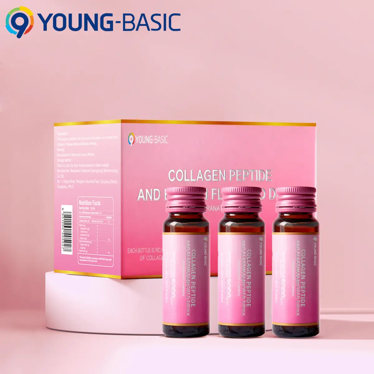 9 Young-Basic 5000mg Hydrolyzed Collagen Peptides Liquid Drink Small-molecule Fish Collagen Tripeptide for Women - Skin Elasticity & Firmness Nail Car