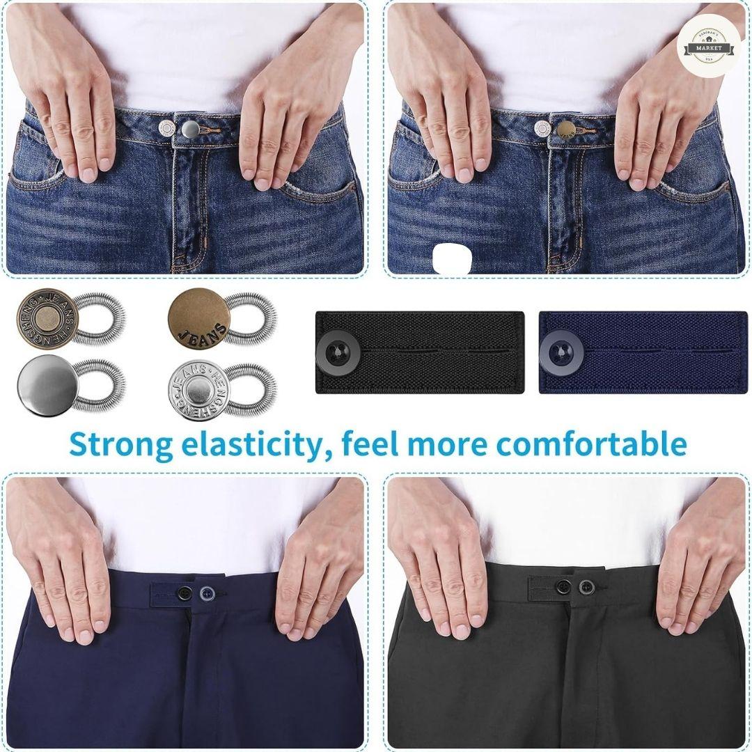 18PCS Button Extenders for Jeans, Pants Waist Button Extender for Women Men, Jeans Button Extender Stretchy Waist Extension, 6 Sizes Pants Button Waistband Extender