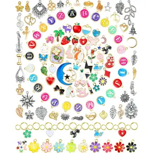 FIVEIZERO 216PCS Bracelet Charms for Jewelry Making – Assorted Gold & Silver Metal Enamel Pendants with Jump Rings for Necklaces, Earrings & DIY Jewelry Crafts(Mixed Color)