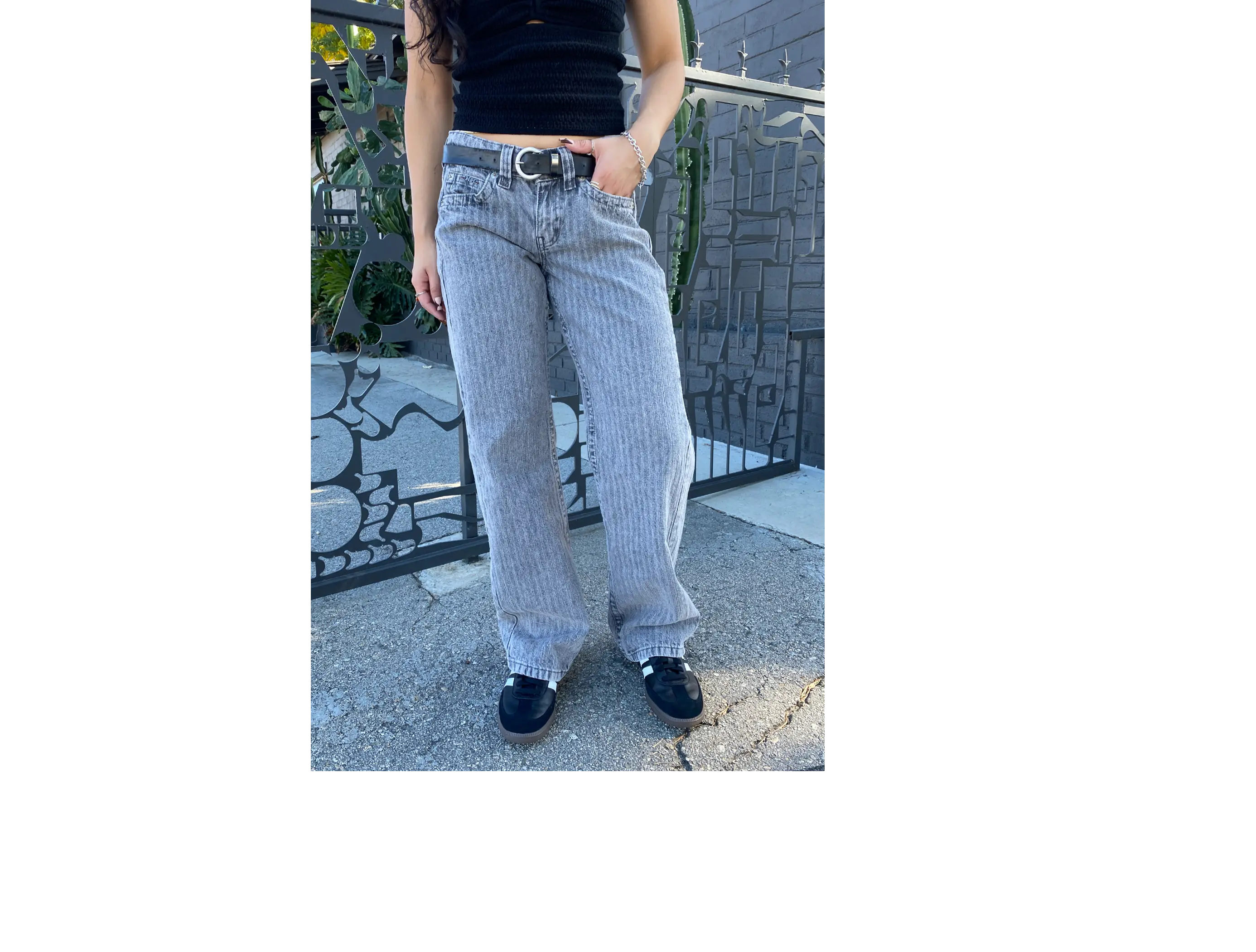 Kayla Grey Stripe Jeans by BDG