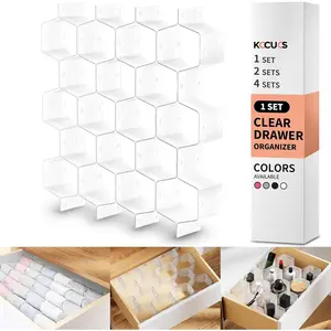 Adjustable Drawer Organizer Divider Honeycomb Separator for Underwear Belt Scarf Socks, White 1pc