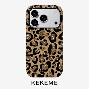 Leopard print flash creative pattern, stylish and unique 2-in-1 phone case, durable and anti-drop, suitable for iPhone 17 16 15 14 13 12 11 Plus Pro Max Air, Samsung Galaxy S series and A series, gifts for friends and family