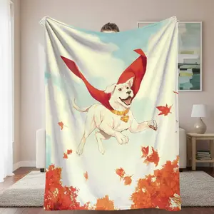 Superdog Flannel Throw Blanket， Flying Dog Heroic Print， UltraSoft Cozy Warm， Lightweight and Durable， Perfect for Sofa， Bed， Travel， Outdoor Activities， and a Wonderful Gift for Dog Lovers., Anti-Pilling, Flannel Fabric
