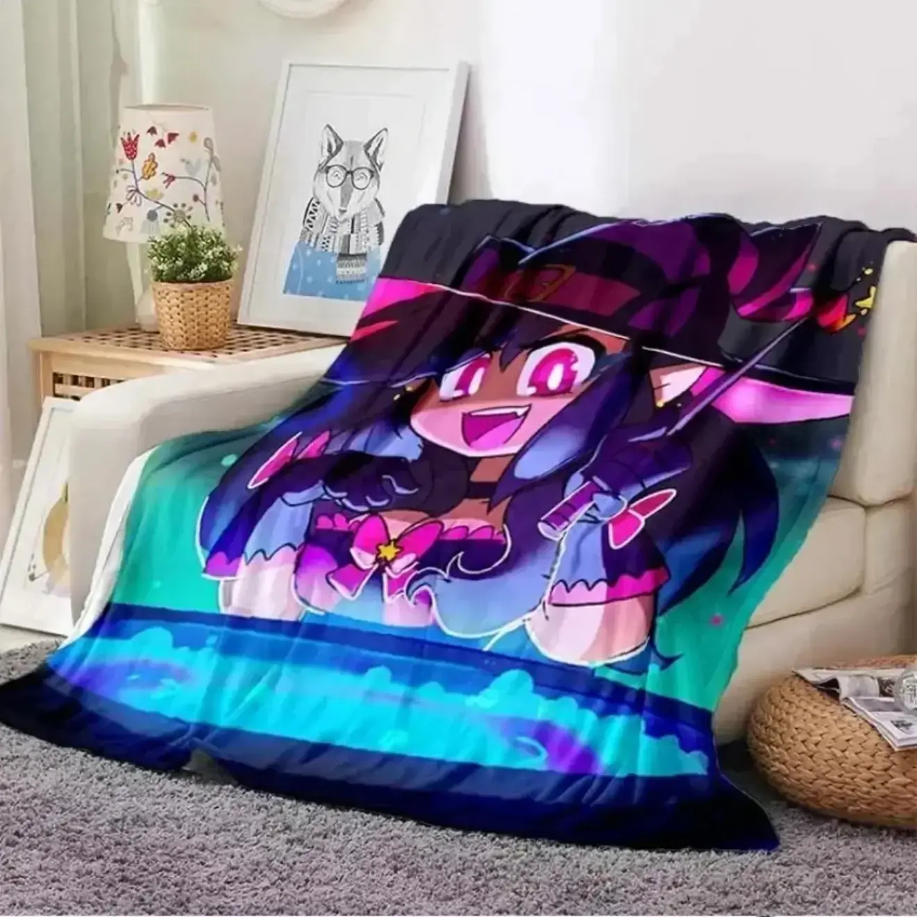 Aphmau Meemeows Cartoon Blanket, Ultra Soft Flannel Cozy Throw Blanket for Bedroom Living Room Couch Sofa Office Car, Cute Aesthetic Kids Blanket, Birthday Christmas Gift for Aphmau Fans