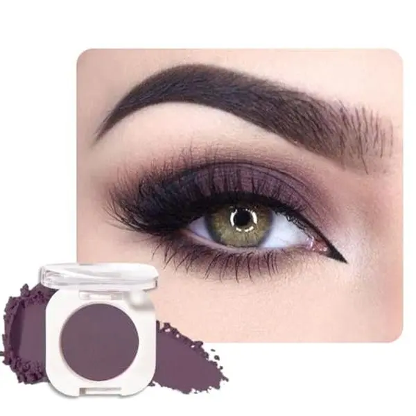 Eggplant Purple Matte Single Eyeshadow, Deep Dark Mauve Plum Purple Matte Eyeshadow Palette Makeup, Neutral Powde Eye Shadow for Mature Skin, Pigmented Waterproof, Vegan & Cruelty-Free