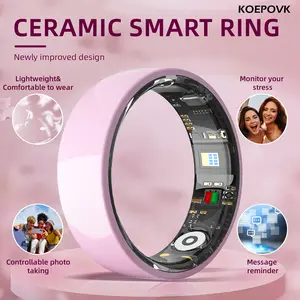Pink Ceramic Smart Ring IP68 – Fitness & Wellness Tracker with Sleep, Heart Rate & Cycle Insights, 5-7 Days Battery Life | Android & iOS Compatible