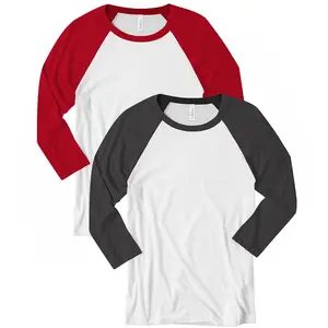 2 Pack Set Slim Fit Unisex T-shirt Raglan Baseball 3/4 Sleeve Bundle Trendy Skinny Fit Cotton Crew Neck Top Essential Basics Outfit Tee Crew neck tshirt Casual Comfy Soft Crewneck Streetwear