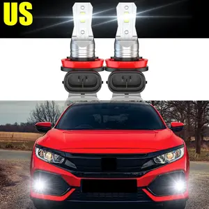 For Honda Civic 2016 2017 2018 2019 2020 2x White LED Fog Light Bulbs Kit Autos Automotive