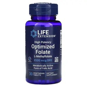 Life Extension High Potency Optimized Folate, 8,500 mcg DFE, 30 Vegetarian Tablets