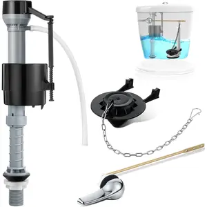 Universal Toilet Flusher Replacement Kit, Fill Valve, 2-Inch Flapper, Front Mount Handle Lever, Water-Saving Adjustable Toilet Repair Kit Inside Tank, Easy to Install(Black)