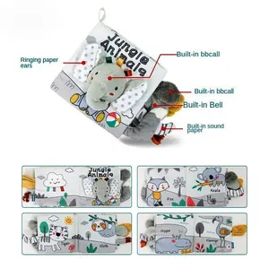 Early Education Interactive Crinkle Cloth Book, 1 Count 3D Cartoon Animal Design Sensory Toys, Interactive Educational Toys, Preschool Busy Book