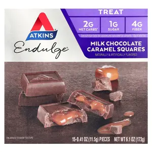 Atkins Endulge®, Milk Chocolate Caramel Squares, 15 Pieces, 0.41 oz (11.5 g) Each