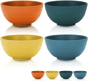 Cereal Bowls 4 count, Unbreakable And  Light Weight Bowl For Rice Noodle Soup Snack Salad Fruit Dishwasher Safe, Microwave Safe  (Mutil Color)