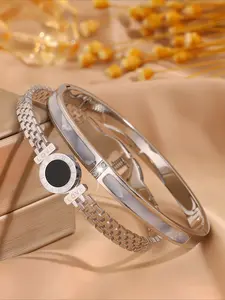 2pcs stylish and elegant stainless steel bracelets with unique patterns, suitable for dates, parties, gatherings, and daily commuting, making them an excellent gift choice