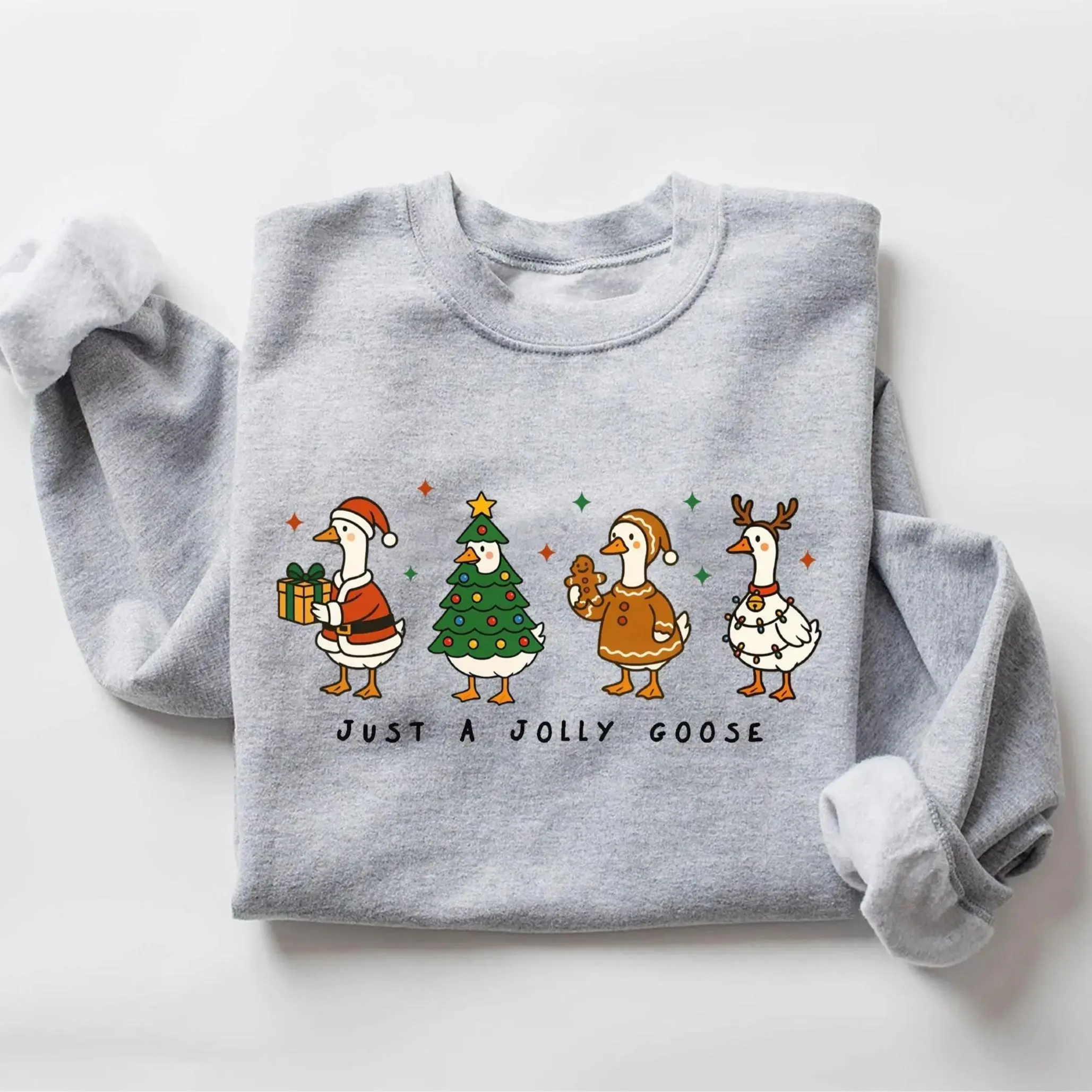 Just a Jolly Goose Sweatshirt, Funny Silly Goose Christmas Crewneck, Merry Goosey Holiday Pullover, Cute Girly Christmas Sweatshirt, Funny Animal Lover Gift for Women, Cozy Winter Holiday Apparel, Xmas Party Graphic Crewneck Sweatshirt