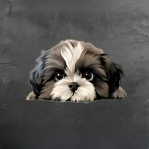 Cartoon Shih Tzu Vinyl Sticker for Car Window, Truck, Laptop, Wall Decor, Self-Adhesive Animal Anime Design, Glass Metal Ceramic Surface