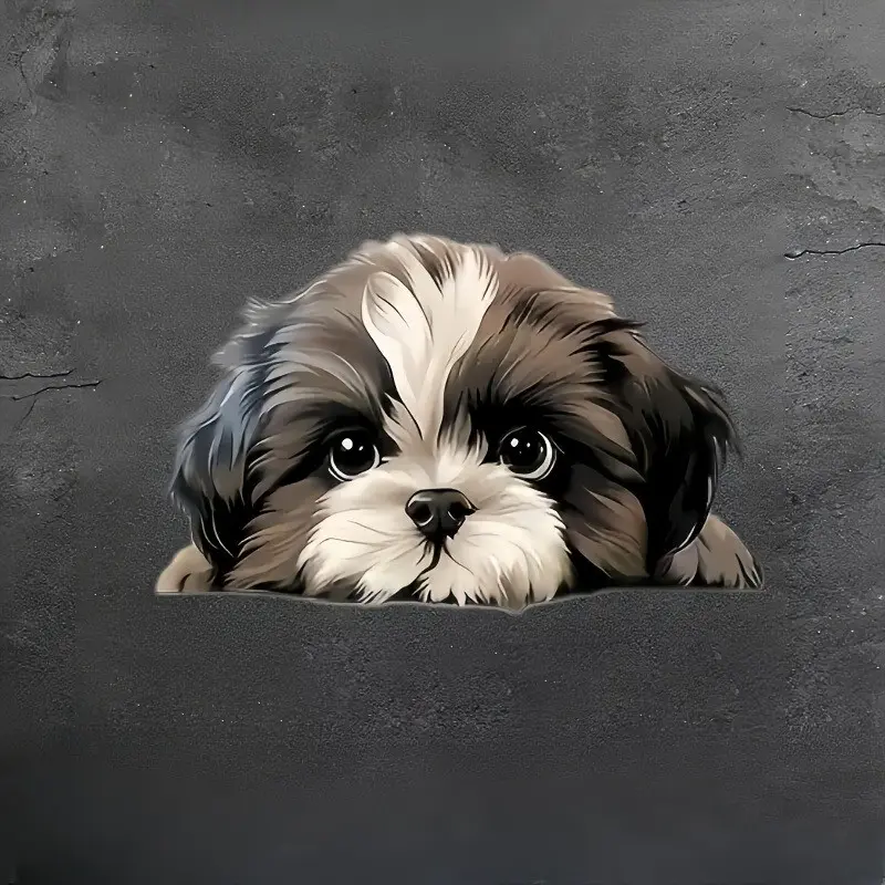 Cartoon Shih Tzu Vinyl Sticker for Car Window, Truck, Laptop, Wall Decor, Self-Adhesive Animal Anime Design, Glass Metal Ceramic Surface, Car Decorative Sticker