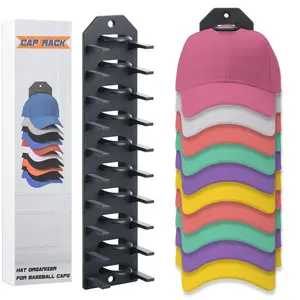 Hat Rack for Wall Holds Up to 10 Hats 1-Pack Organizer with Strong Adhesive or Wall-Mounted Design for Door or Wall Use Smooth Installation Multifunctional Hooks Black Cap Rack