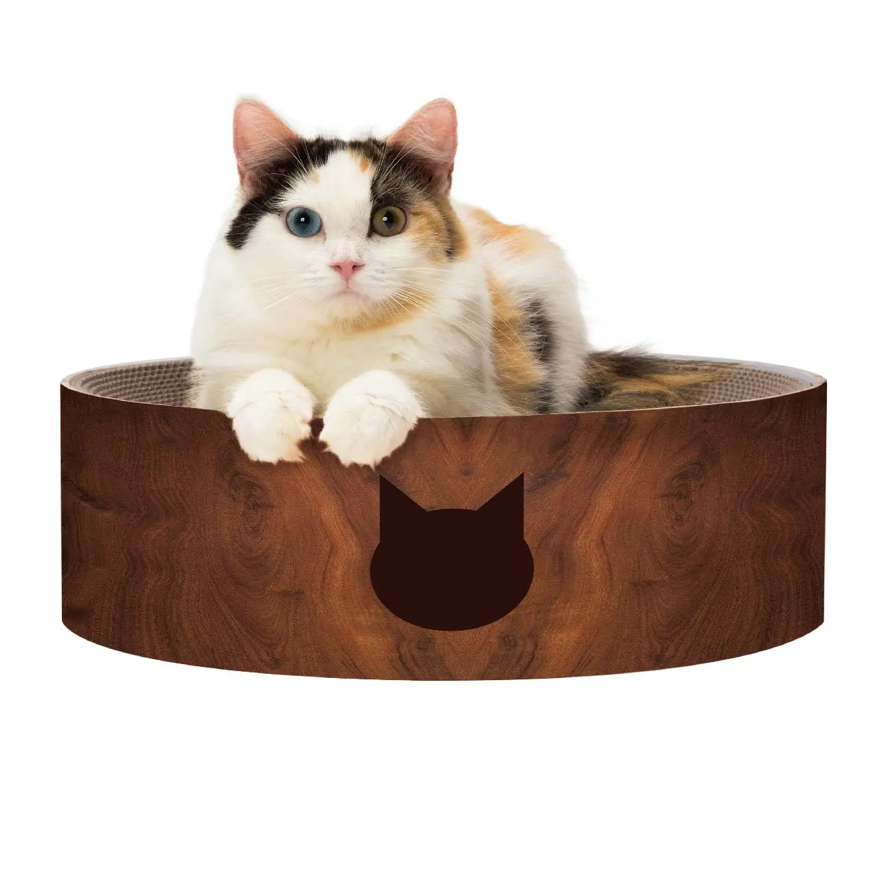Cozy Cat Scratcher Bowl (DarkCherry, Regular) - Reversible Cardboard All in One Furniture Bed Sofa Couch Curvy Relaxing Pad Fun Scratching Replaceable Indoor