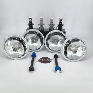 RMS3301PRO - 5.75 (Gen3) Small Round Headlight Conversion Kit with 10,000 LM H4 Mini Projector LED Bulbs