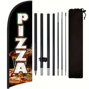 Pizza Flag for Business, 9.18FT Outdoor Advertising Swooper Banner with Pole and Ground Stake – Tear-Resistant Polyester Feather Flag for Shops, Events & Promotions