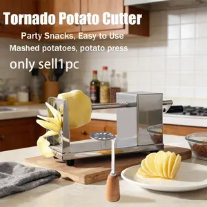 1pc Stainless Steel Tornado Potato Cutter - Manual Spiral Potato Slicer & Twisted Potato Maker, Food Grade Street Food Machine for Party Snacks & DIY Creative Cooking, Easy to Use & Clean, Kitchen Vegetable Slicer