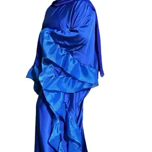(Final Sale) Maani Jannah Satin EID Grand Boubou Tie in Farasha Abaya for Elegant High-End Events