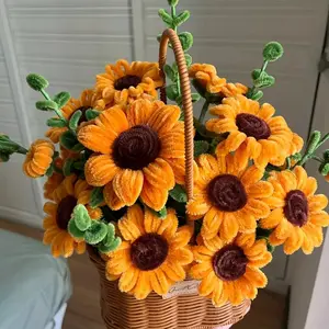DIY Sunflower Craft Kit, Soft Fiber Structure, Multifunctional Handmade Materials, Ideal for Festive Projects & Pipeline Cleaning, Artificial Flowers, Artificial Flower Decorations, Decorative Artificial Flower