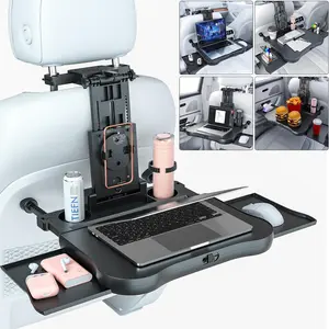 Seat Tray Table,  Foldable Auto Backseat  Trays Desk for Rear Passenger Road Trip Eating & Work, Multifunctional Adjustable Travel Tray with Phone Drink Holder for Laptop iPad