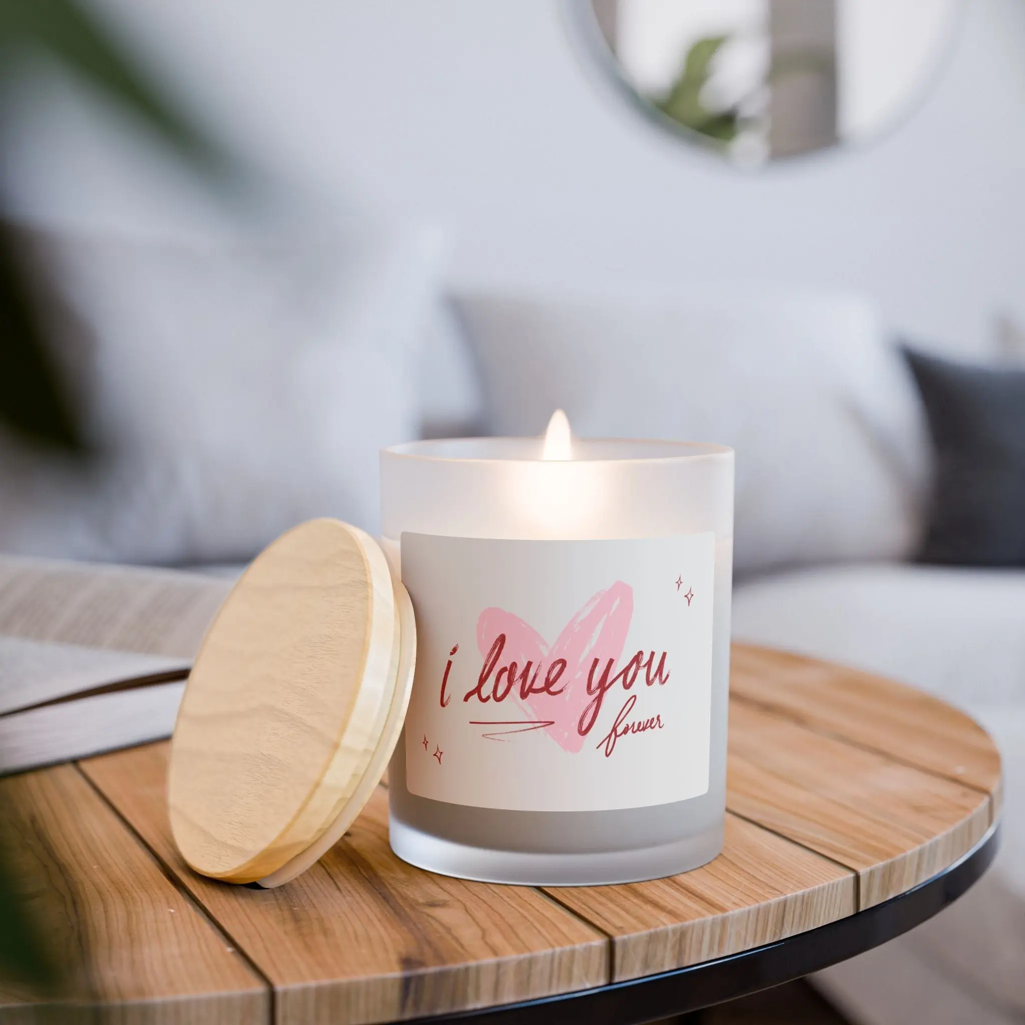 I Love You Forever Frosted Glass Candle — 11oz Romantic Scented Gift