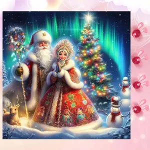 5D DIY Full Drill Round Diamond Painting - Diamond Art Painting Kit Santa Claus, Christmas Tree, Snowman. Mosaic, Canvas - DIY Decorative Painting, Home Wall Decor, Suitable for Halloween and Christmas, Birthday and Anniversary Gifts.
